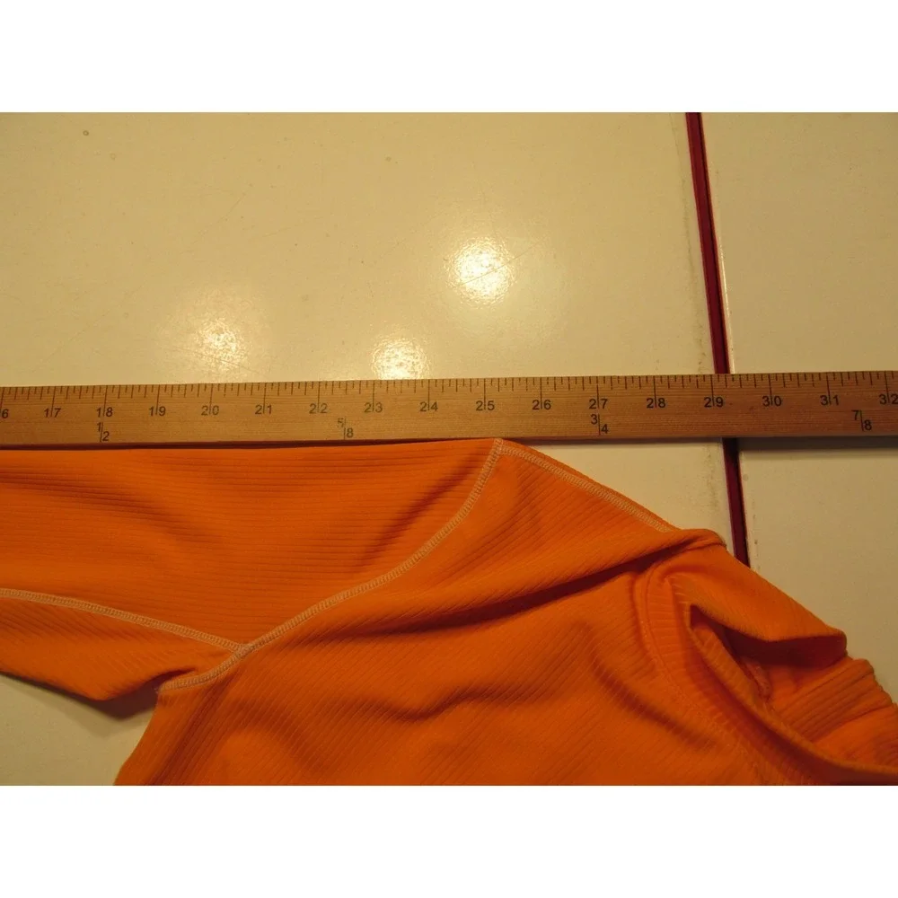 NIKE Women Small Orange Ribbed Midi Athletic Dress 1/4 Zip Tennis Golf LS